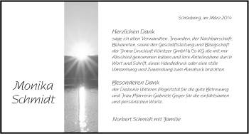 Traueranzeige von Monika Schmidt von Pegnitz-Zeitung